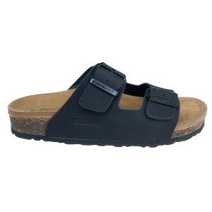 Goldstar ciabatta da uomo con sottopiede in pelle e con 2 fibbie regolabili GS39900 nero
