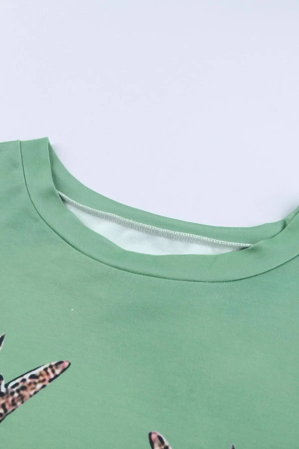 Green Reindeer Print Gradient Colorblock Sweatshirt