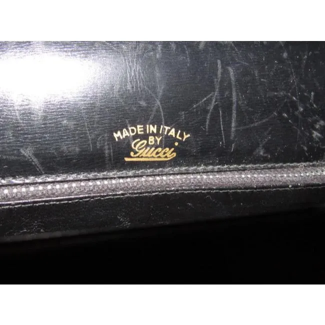 Gucci Early Saddle With Sherry Stripes Black Leather And Gg Leather Shoulder Bag