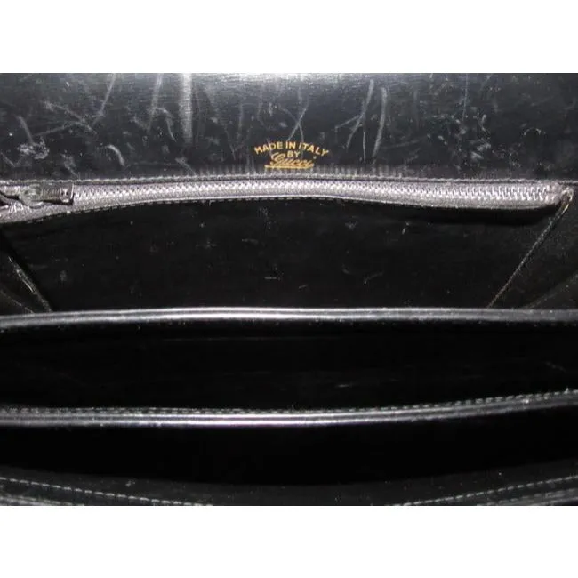 Gucci Early Saddle With Sherry Stripes Black Leather And Gg Leather Shoulder Bag