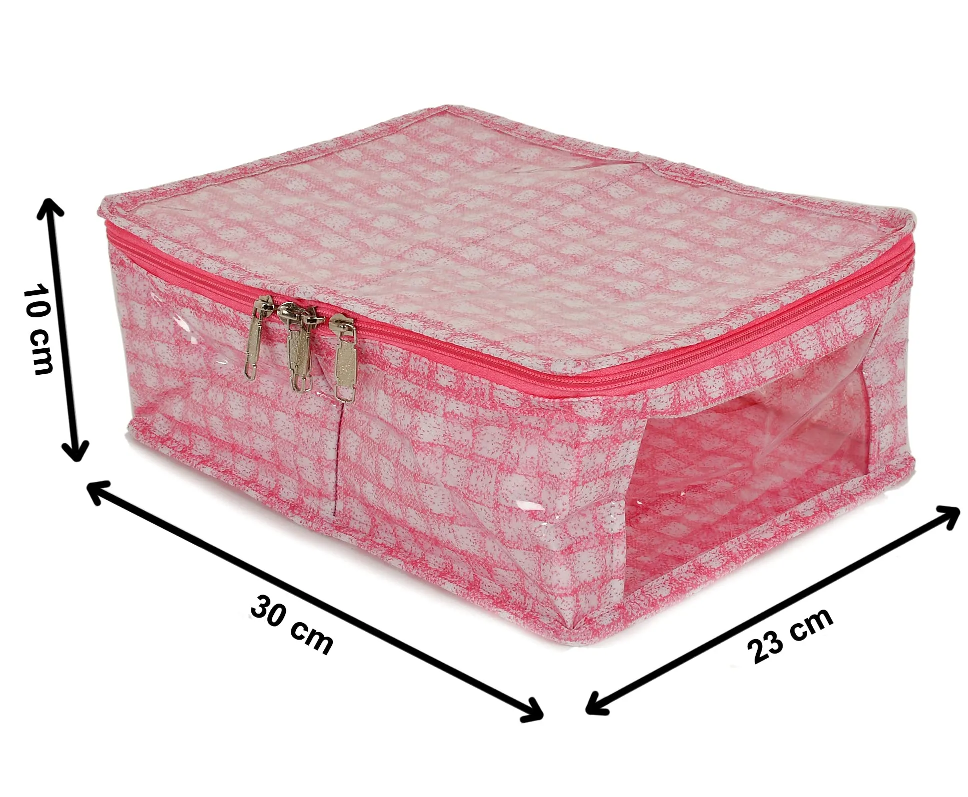 Heart Home Check Design Laminated PVC 2 Compartment Undergarments Organizer Bag- Pack of 2 (Pink)-HS_38_HEARTH21271