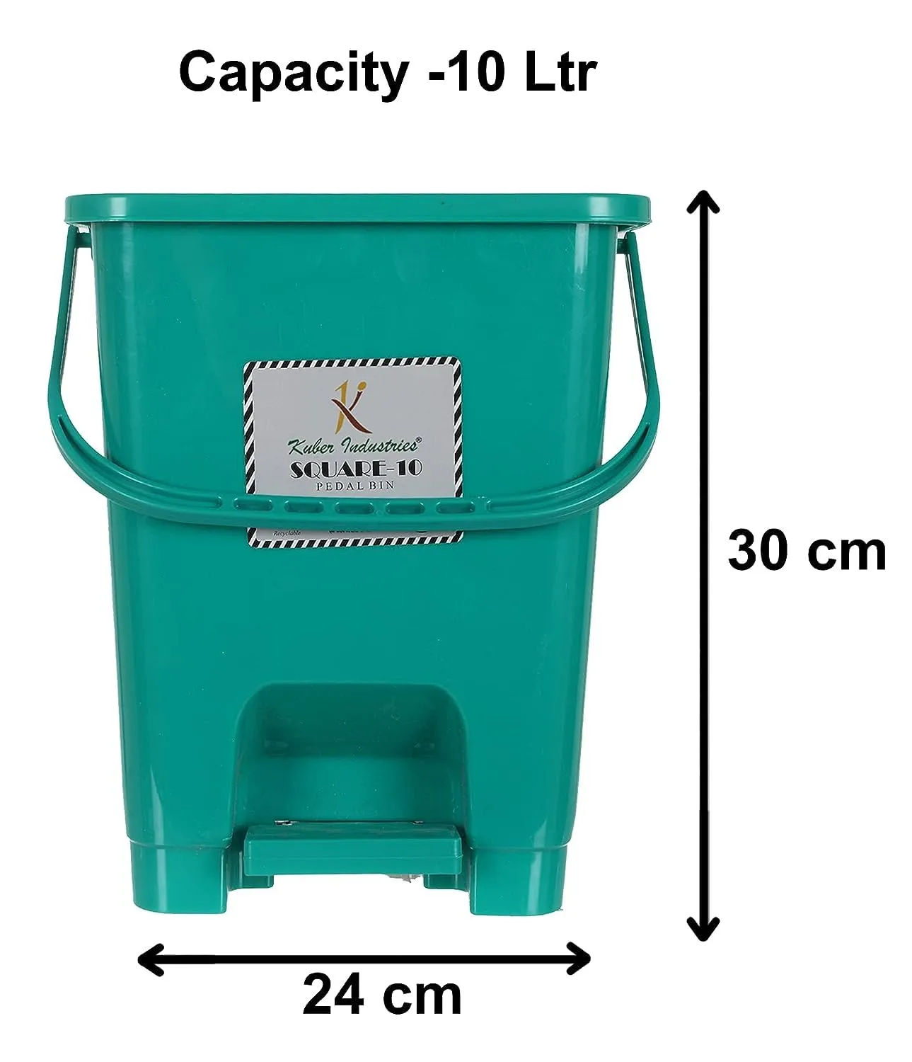 Heart Home Plastic Dustbin With Swing Lid, 12 Ltr. (Green)
