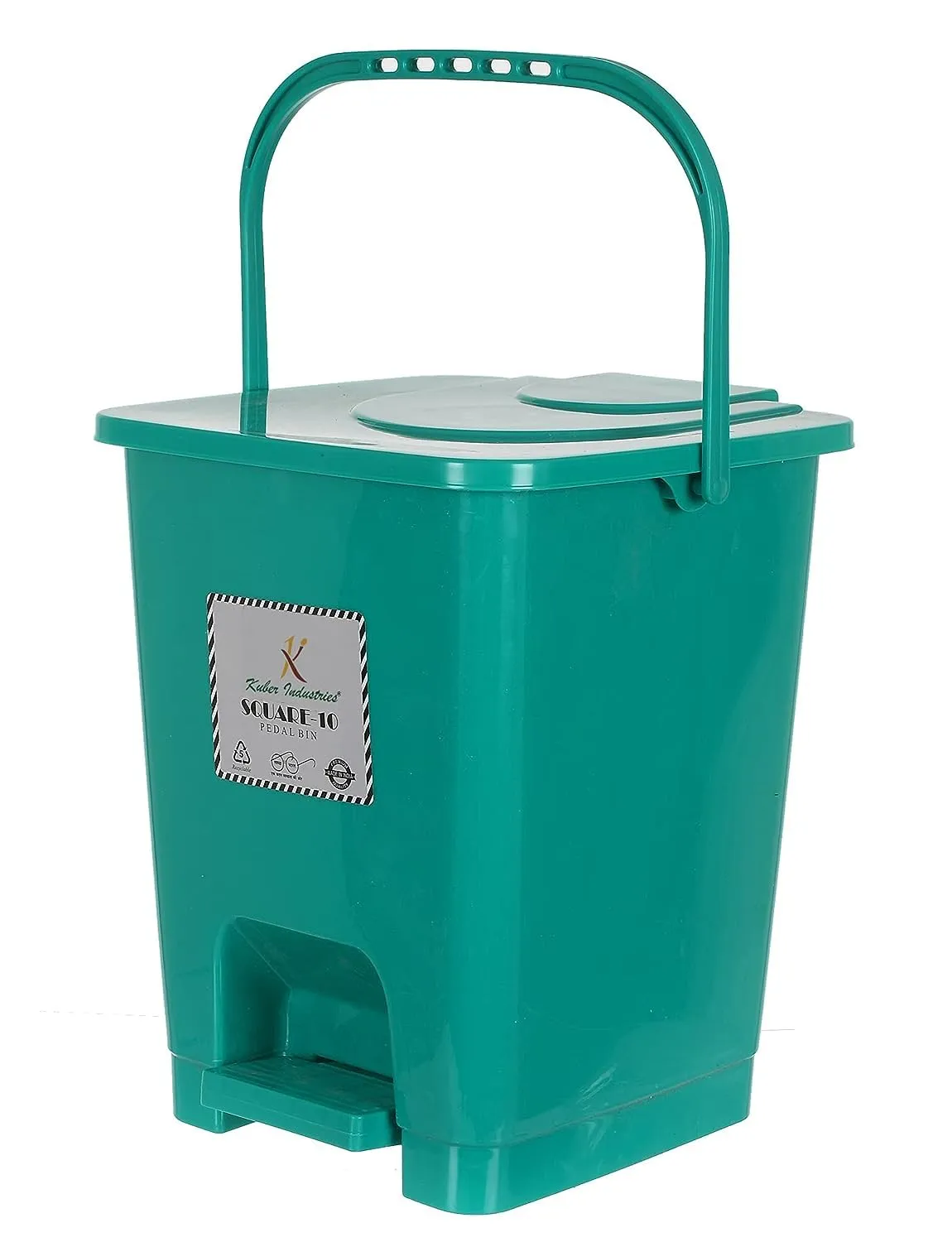 Heart Home Plastic Dustbin With Swing Lid, 12 Ltr. (Green)