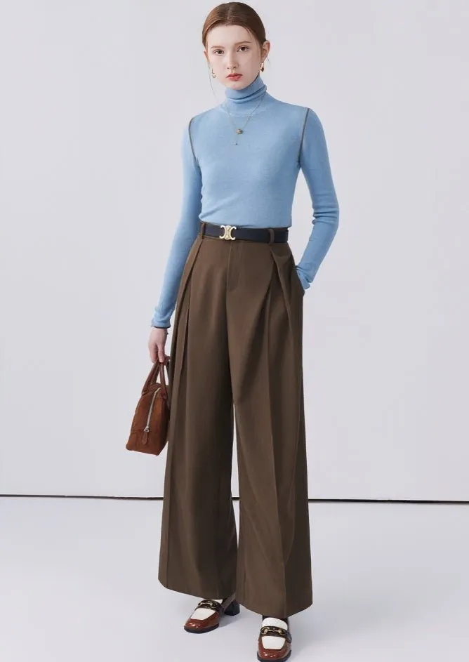 HIGH NECK COLOR BLOCK LINE PULLOVER KNIT