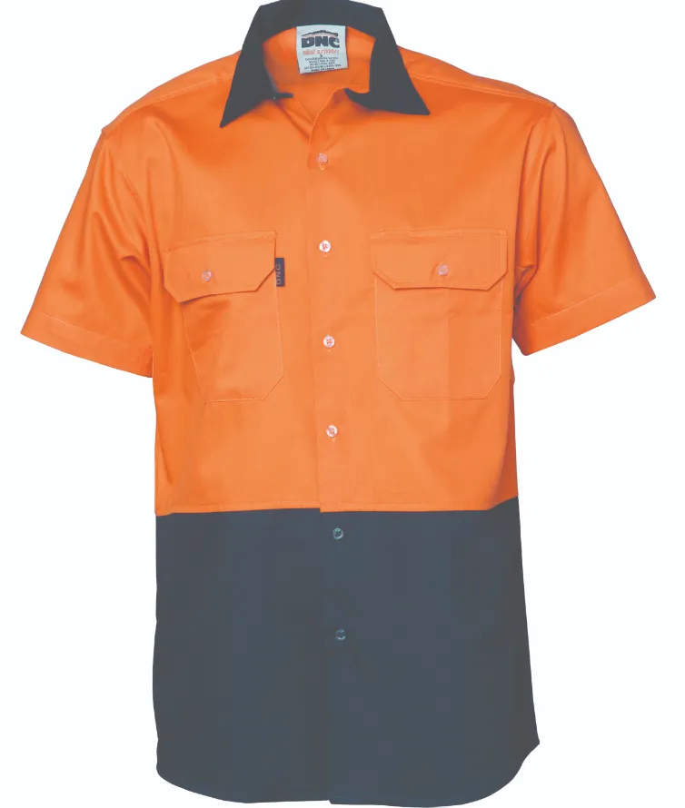 HiVis Two Tone Cotton Drill Short Sleeve