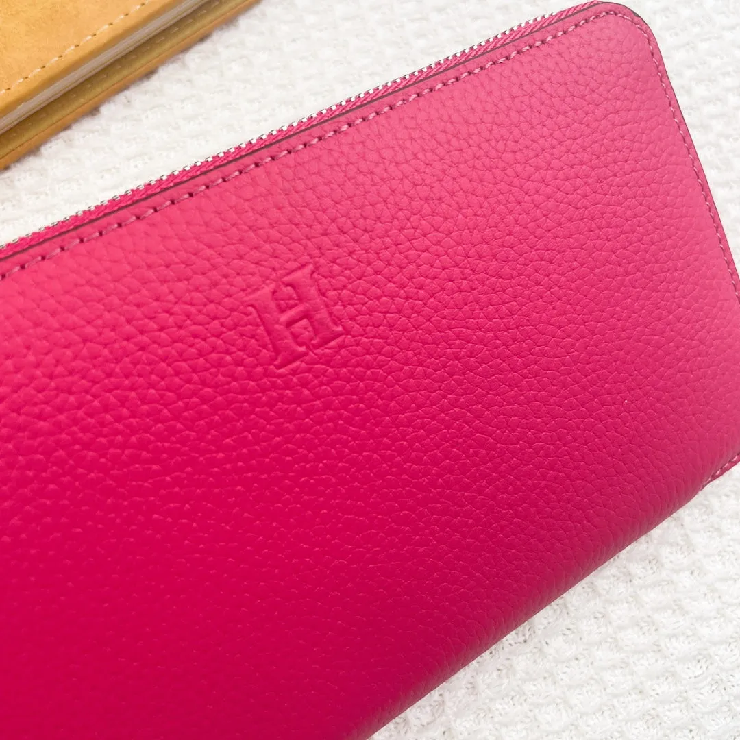 HM SILK'IN CLASSIC WALLET 20 RED PINK GRAINED CALFSKIN