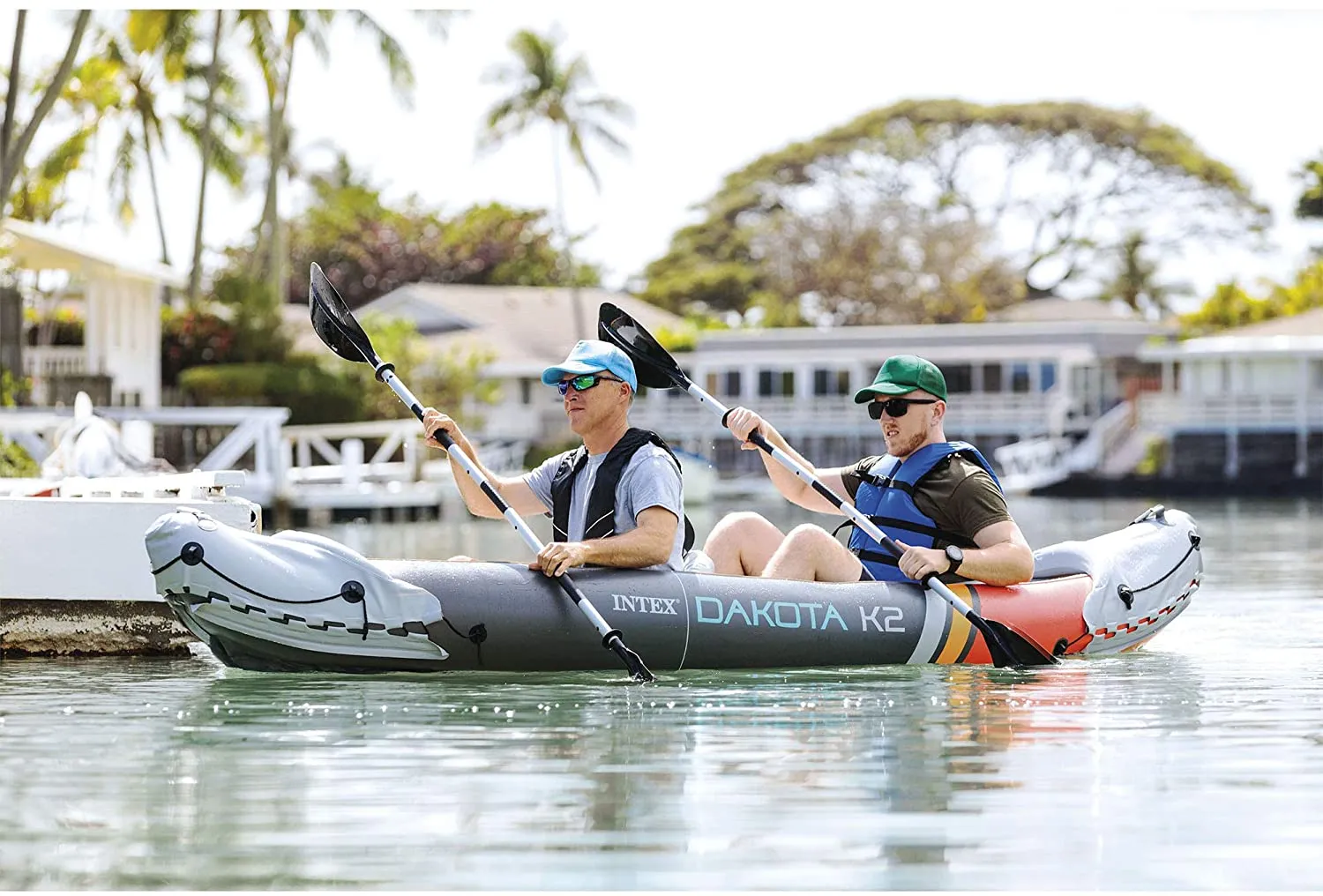 K2 2-Person Heavy-Duty Inflatable Kayak with 86-Inch Oars and Air Pump