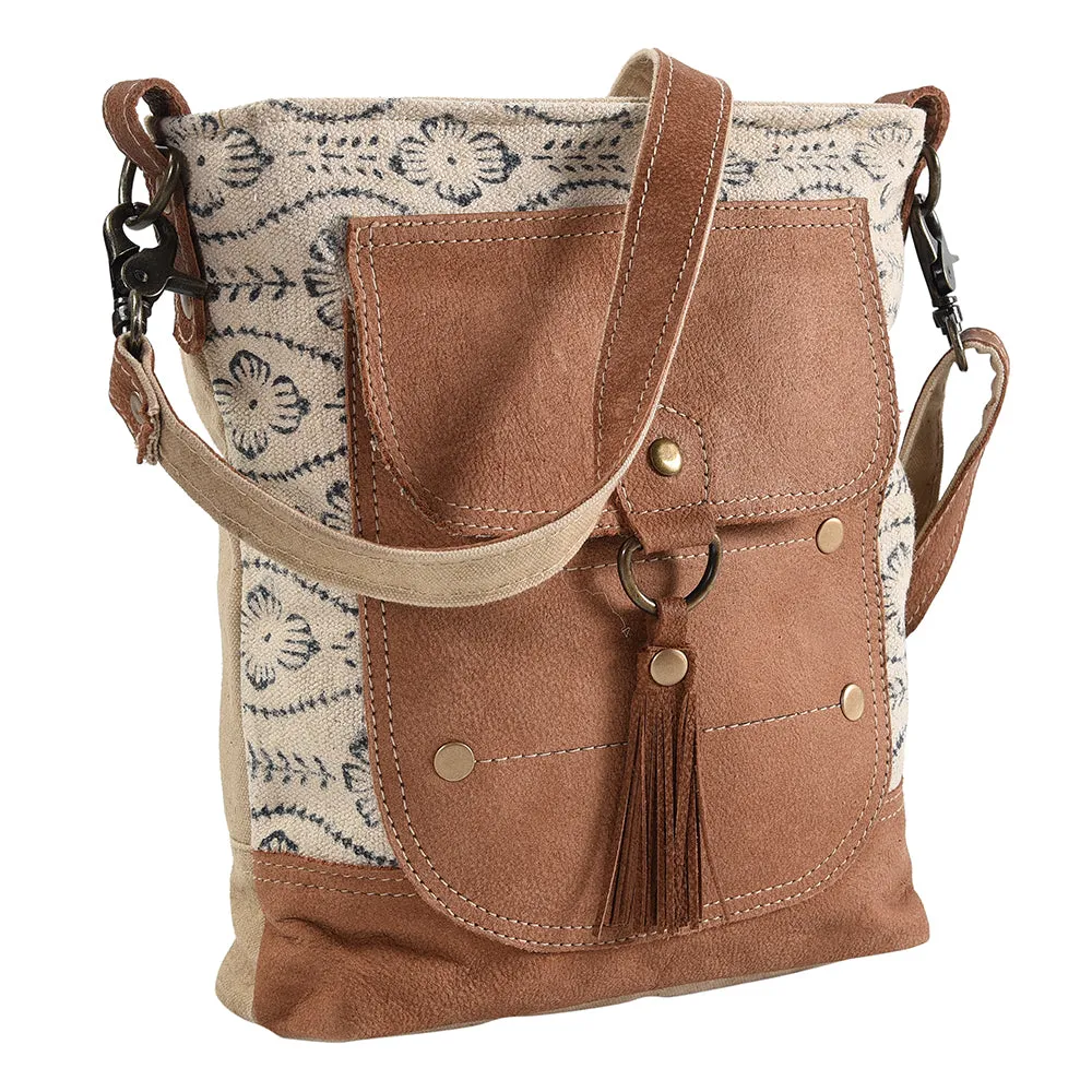 KB151 - KB151 -MESSENGER Leather and Upcycled Canvas Ladies Bag 12 x 12 KB151 - KB151