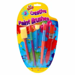 Kids Creative Brush Set - 5 Pack Assorted Sizes Art Supplies Painting Crafting