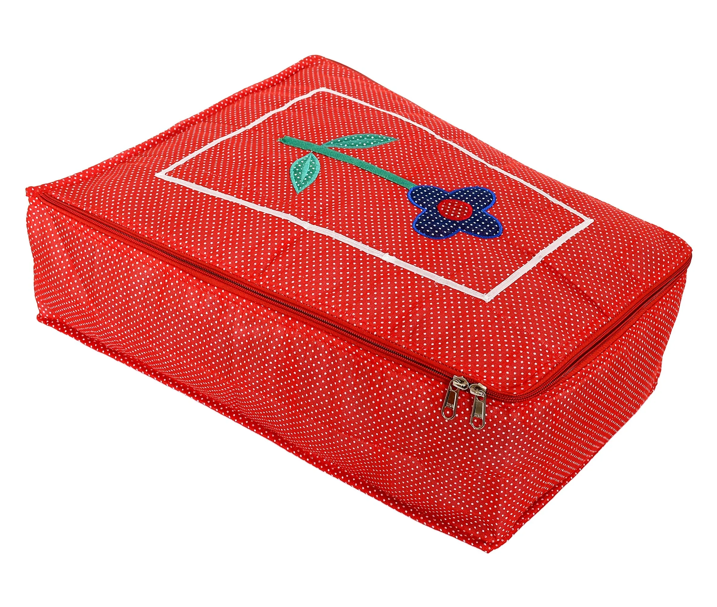 Kuber Industries Dot Printed Petticoat Cover Bag/Wardrobe Organiser/Storage Bag/Bags for Cloths (Red)