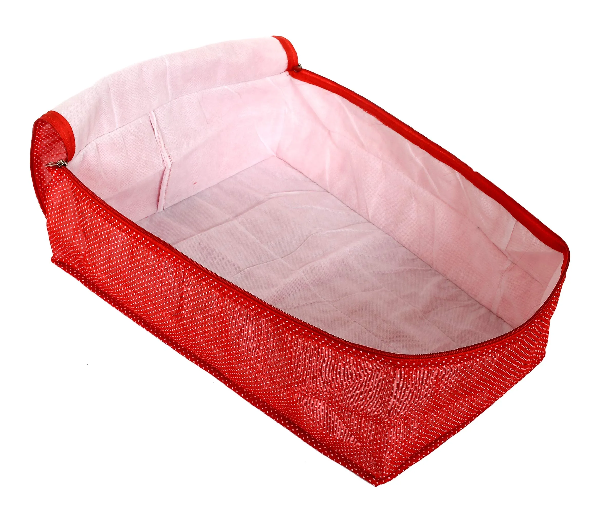 Kuber Industries Dot Printed Petticoat Cover Bag/Wardrobe Organiser/Storage Bag/Bags for Cloths (Red)