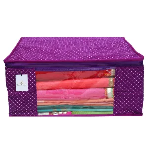 Kuber Industries Polka Dots 1 Piece Cotton 3 Layered Quilted Saree Cover, Purple-CTKTC21281