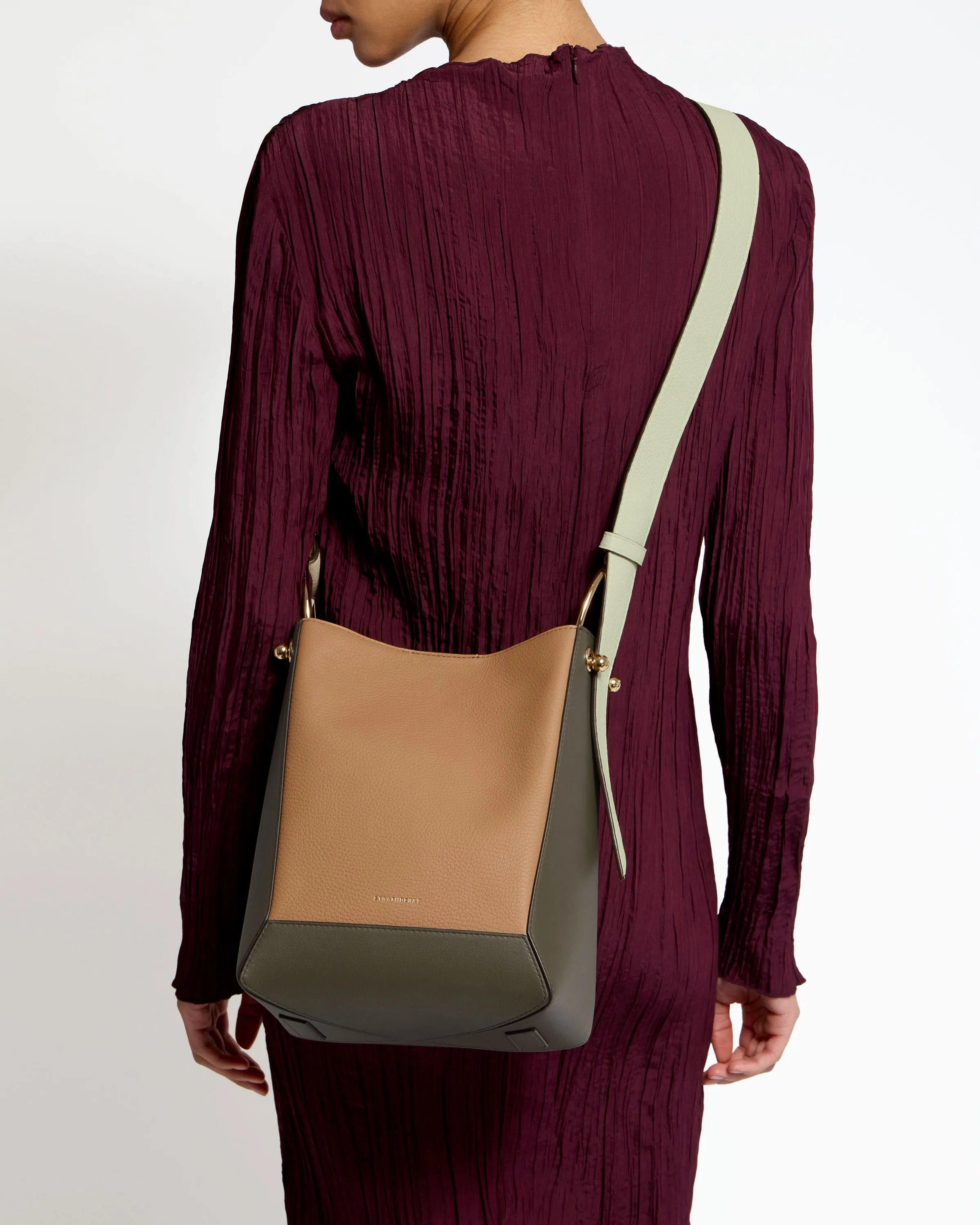 Lana Midi Bucket Bag - Khaki/Caramel/Diamond