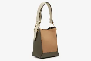 Lana Midi Bucket Bag - Khaki/Caramel/Diamond
