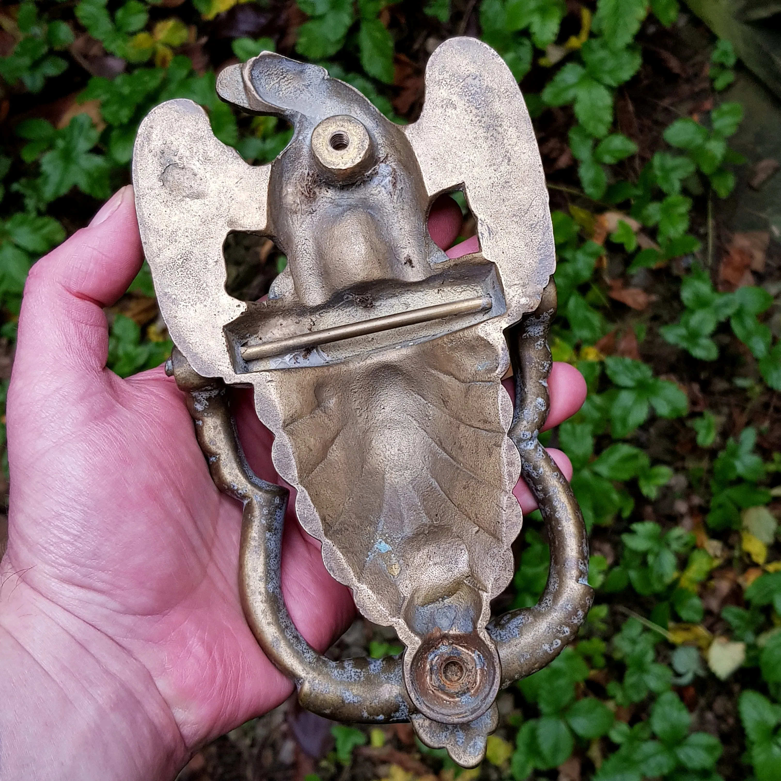 Large Ornate Gilded Brass Eagle Figure Figure Door Knocker Antique Edwardian Circa 1910