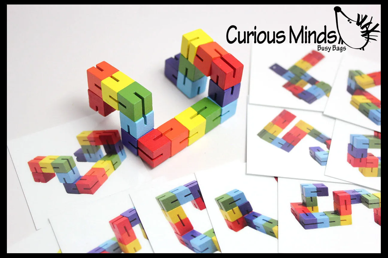 LAST CHANCE - LIMITED STOCK - SALE  - Bendy Wood Fidget Pattern Matching Travel block toy for preschoolers - Leaning toy