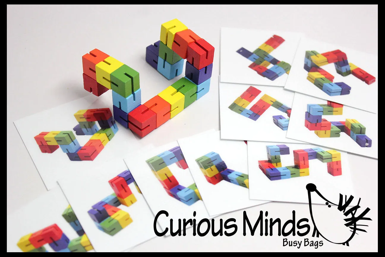 LAST CHANCE - LIMITED STOCK - SALE  - Bendy Wood Fidget Pattern Matching Travel block toy for preschoolers - Leaning toy