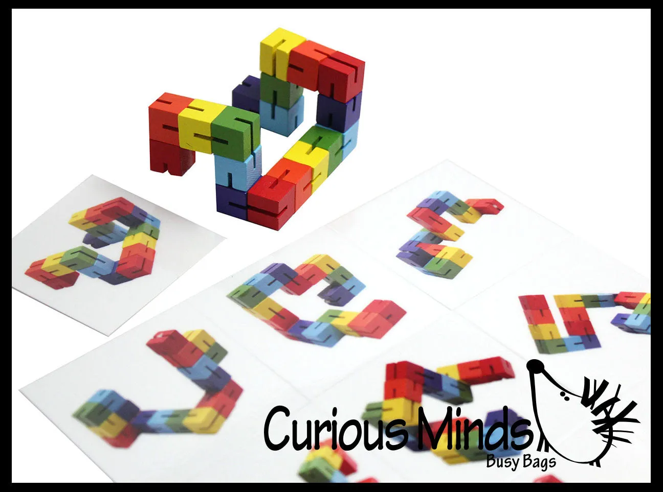 LAST CHANCE - LIMITED STOCK - SALE  - Bendy Wood Fidget Pattern Matching Travel block toy for preschoolers - Leaning toy