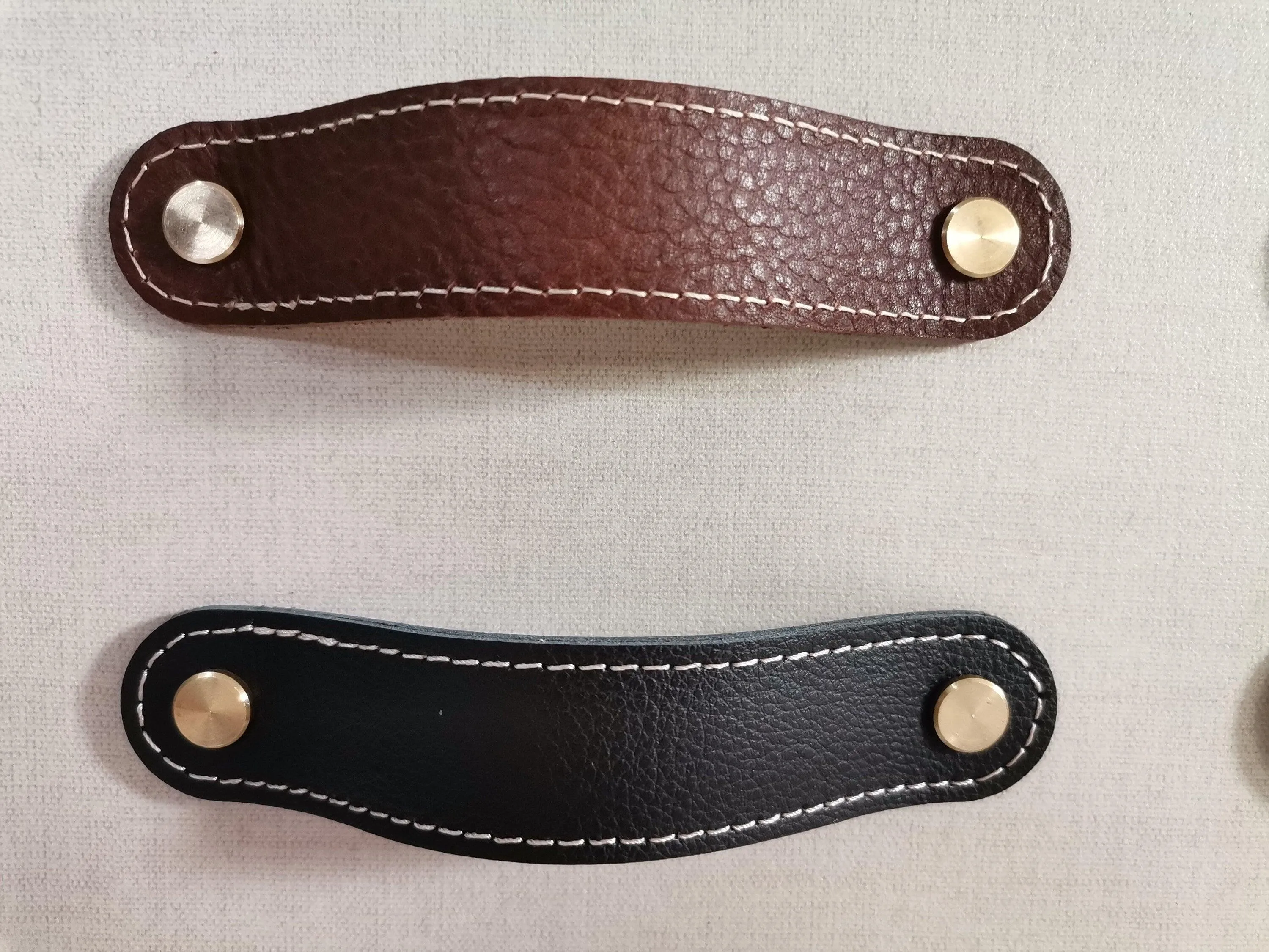 Leather handle drawer pulls, Furniture leather knobs for cabinet doors, width 2,6cm (1" inch)
