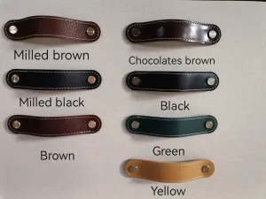 Leather handle drawer pulls, Furniture leather knobs for cabinet doors, width 2,6cm (1" inch)