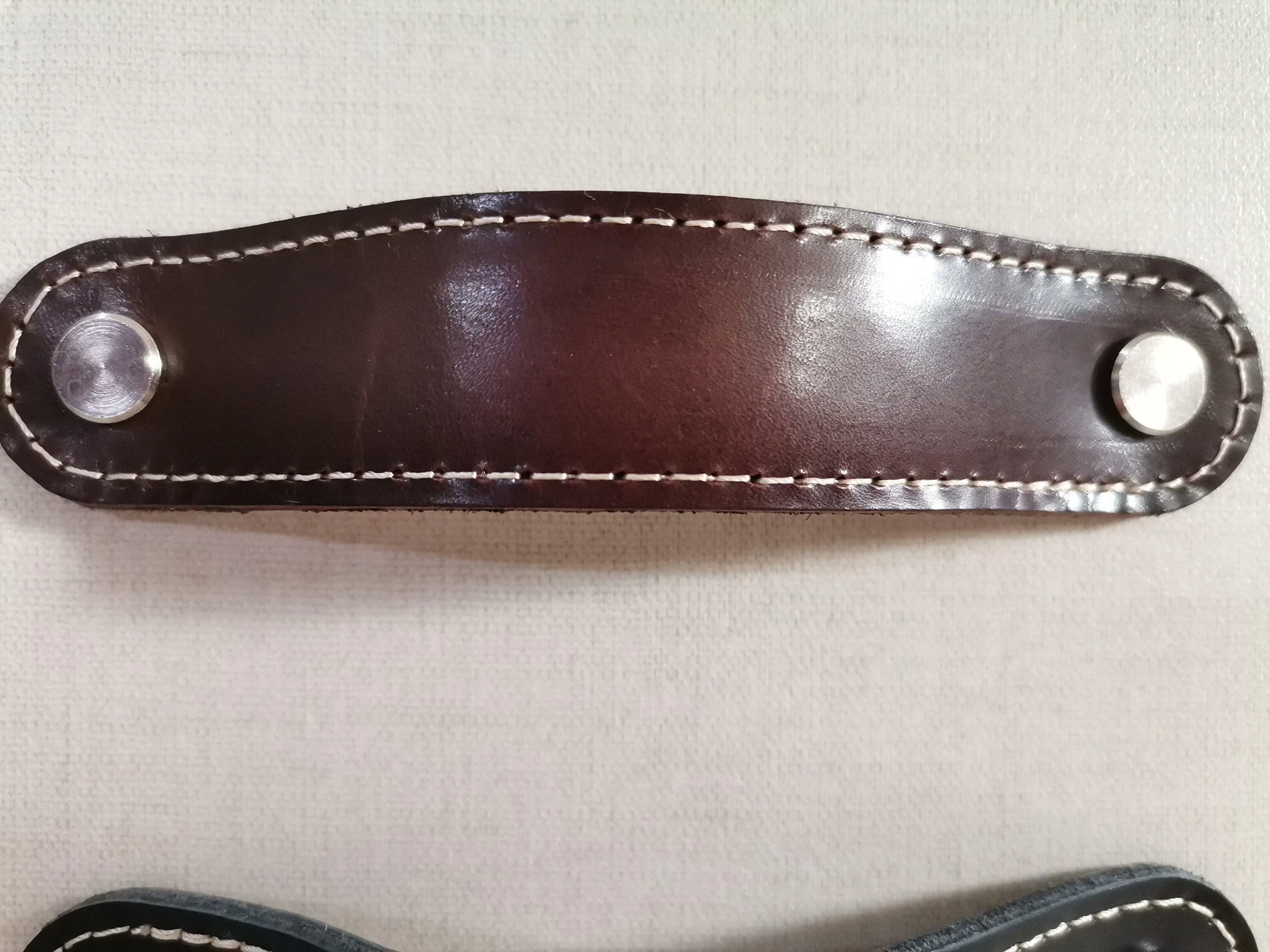 Leather handle drawer pulls, Furniture leather knobs for cabinet doors, width 2,6cm (1" inch)