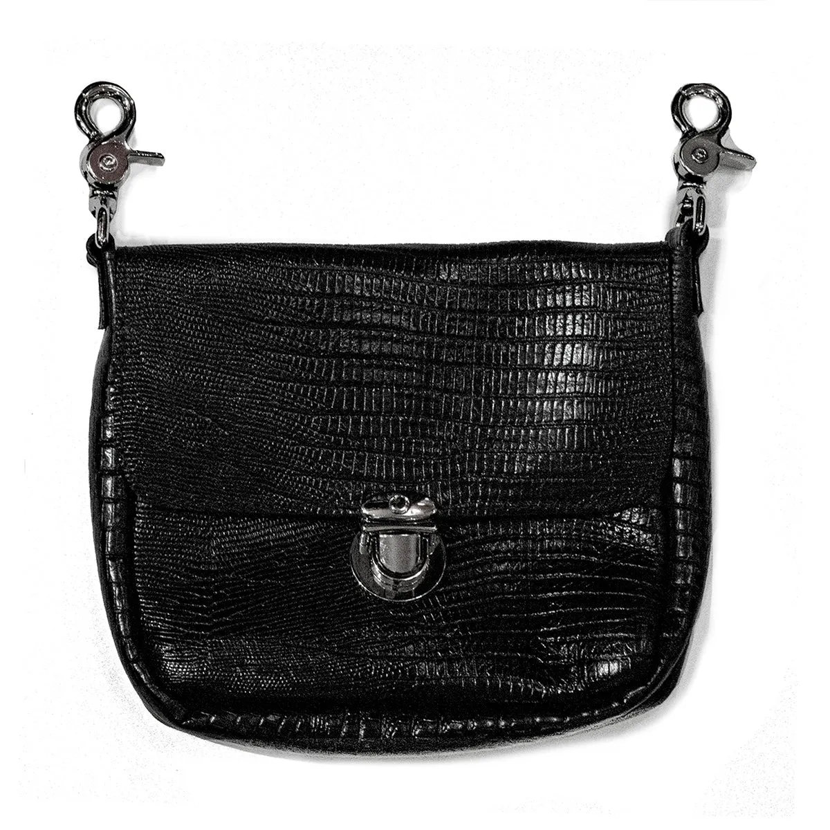 Leather Hip Bag - (Embossed Snakeskin Print)