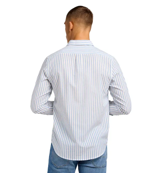 Lee camicia da uomo manica lunga con bottone al collo 112349979 bianco celeste