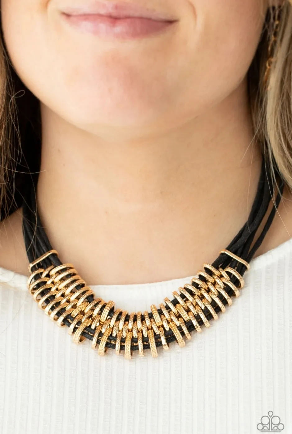 Lock, Stock, and SPARKLE Gold Necklace - Paparazzi Accessories