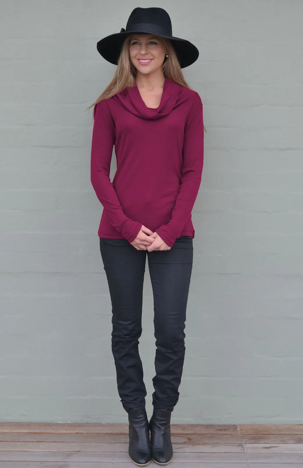 Long Sleeve Cowl Neck Top