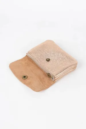Maison Fanli Coin Purse in Metallic Rose