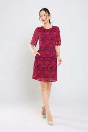 Mallorie Lace Dress in Red