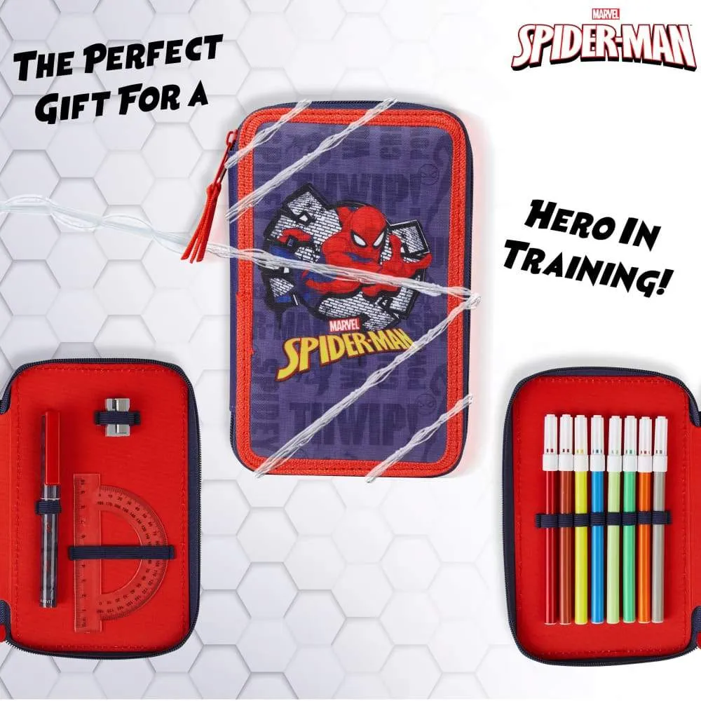 Marvel Spiderman Large Filled Pencil Case with Spiderman Stationary Supplies for Boys