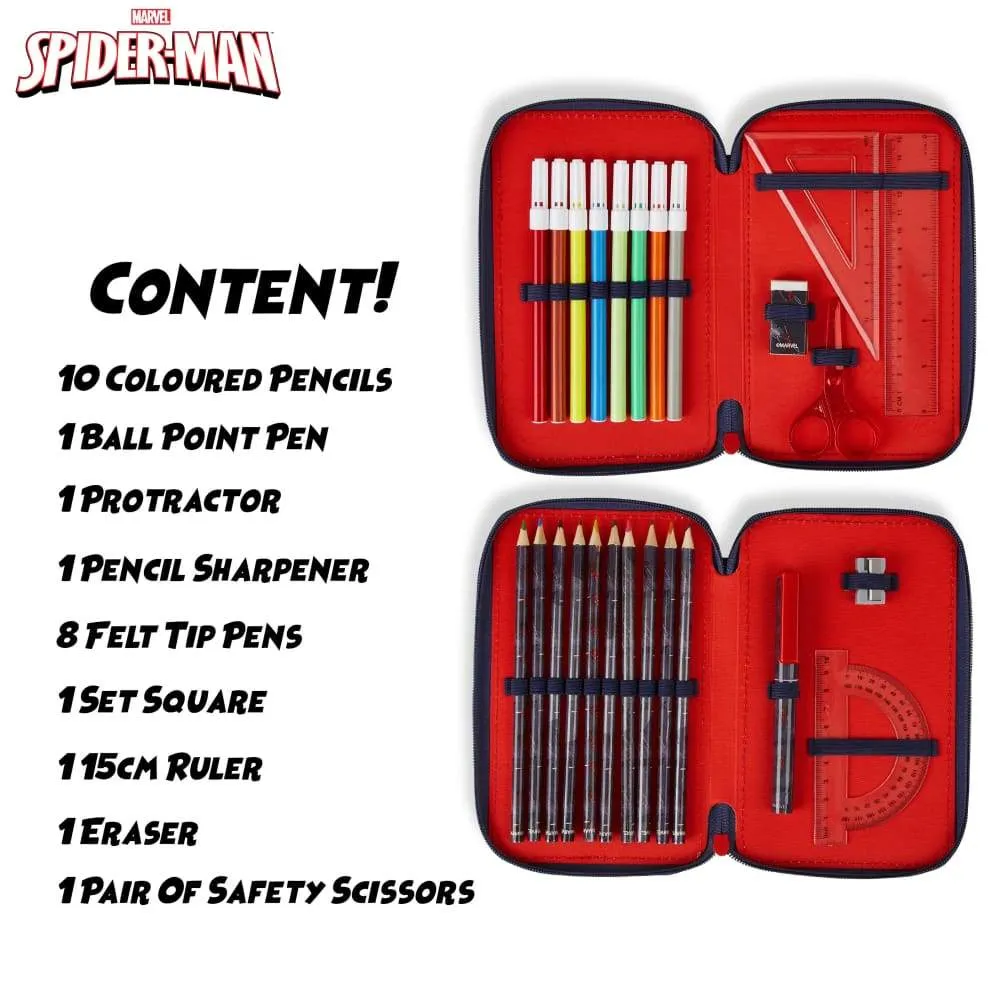 Marvel Spiderman Large Filled Pencil Case with Spiderman Stationary Supplies for Boys