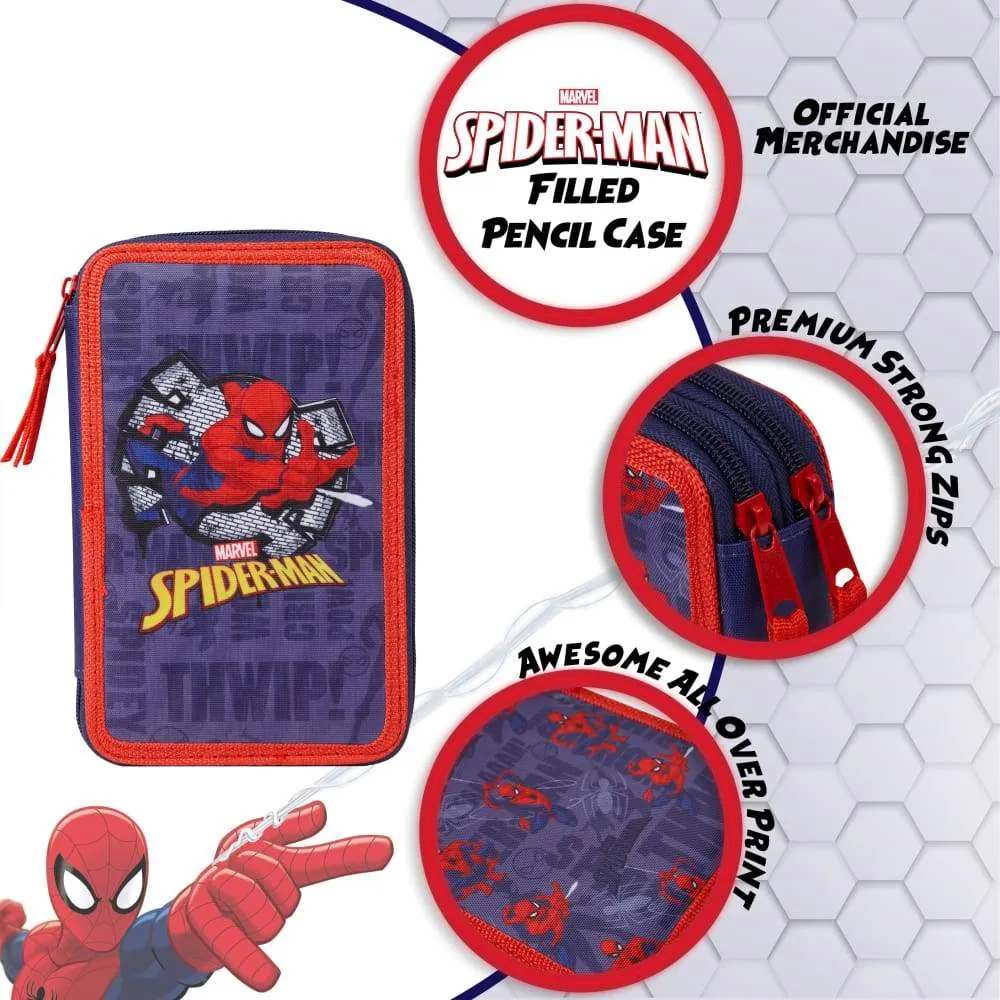 Marvel Spiderman Large Filled Pencil Case with Spiderman Stationary Supplies for Boys