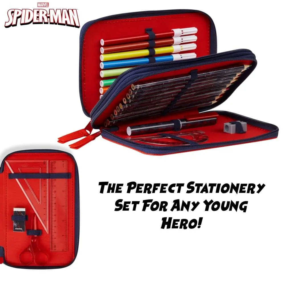 Marvel Spiderman Large Filled Pencil Case with Spiderman Stationary Supplies for Boys
