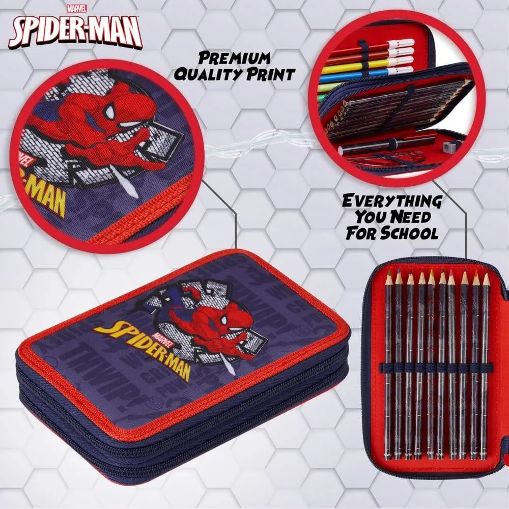 Marvel Spiderman Large Filled Pencil Case with Spiderman Stationary Supplies for Boys