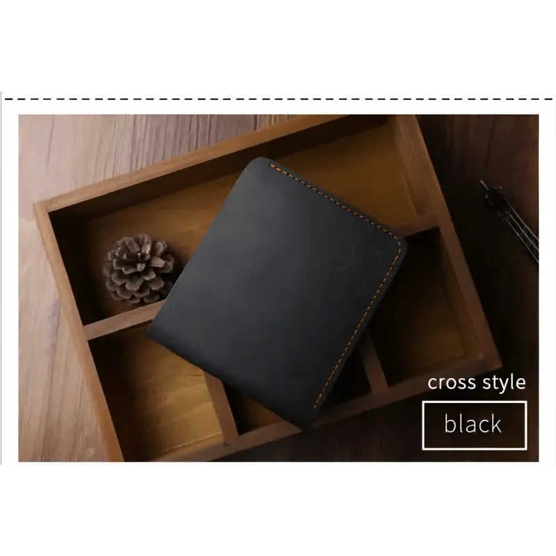 Men Retro Short Wallet with Cowhide Material & Card Slots | Solid Color Pattern - 624 Coffee & 625 Black