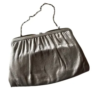 Metallic Silver Fabric Evening Handbag circa 1960s