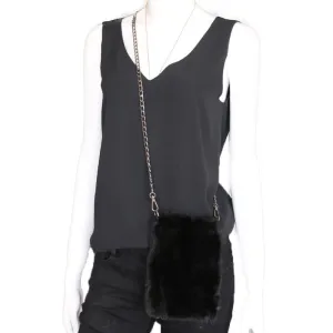 Mink Fur Black Crossbody Purse