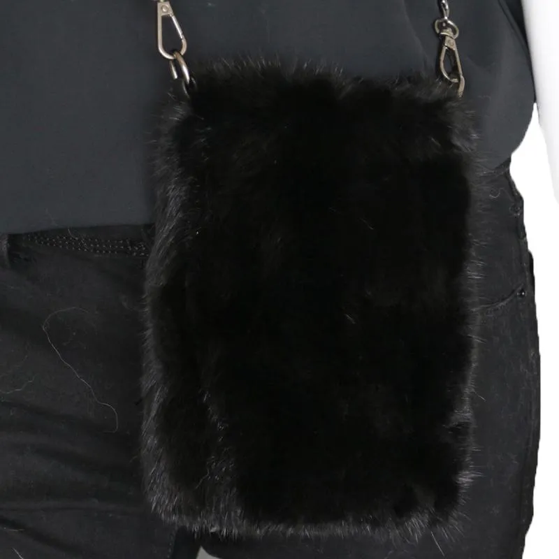 Mink Fur Black Crossbody Purse