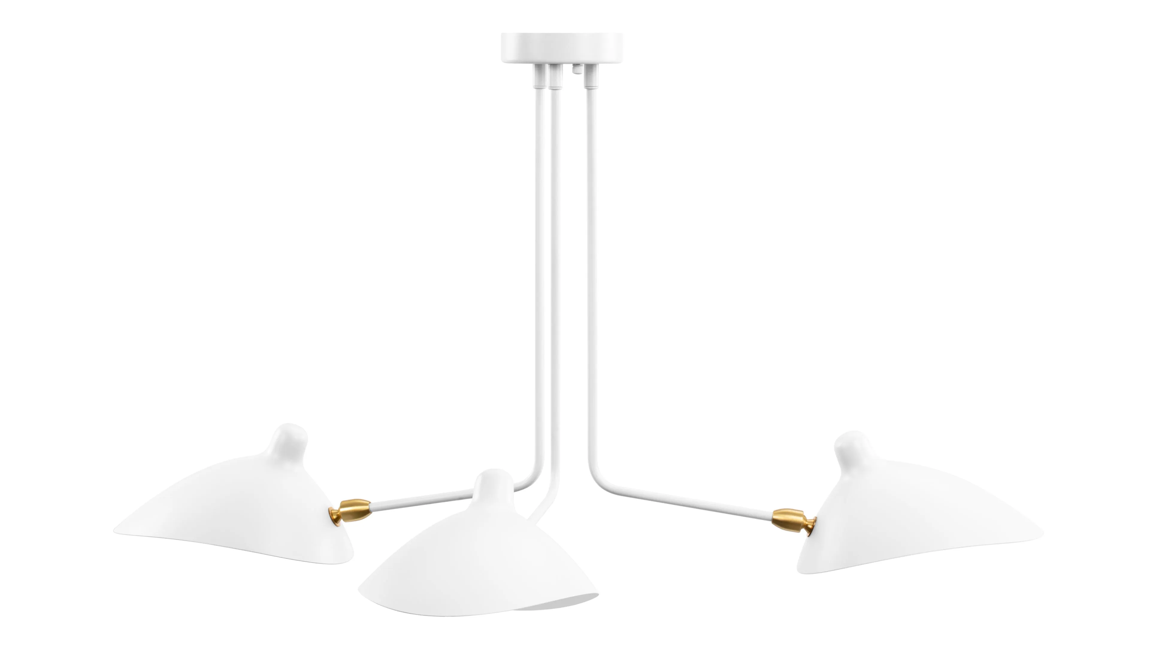 Mouille - Mouille Three Arm Ceiling Light, Small, White