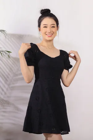 Nerice Eyelet Dress in Black