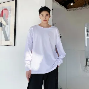 Niche Design Men's T-shirts Casual Shoulder Pad Round Neck Long Hole Sleeve Male Tops New Loose Pullover Tees Summer 9C6365