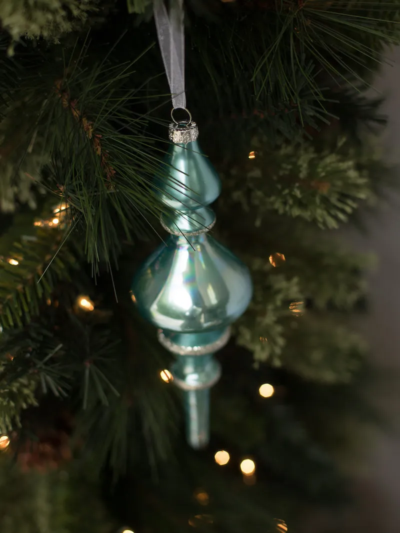 Northern Sky Blue Glass Finial Ornament - Style 1