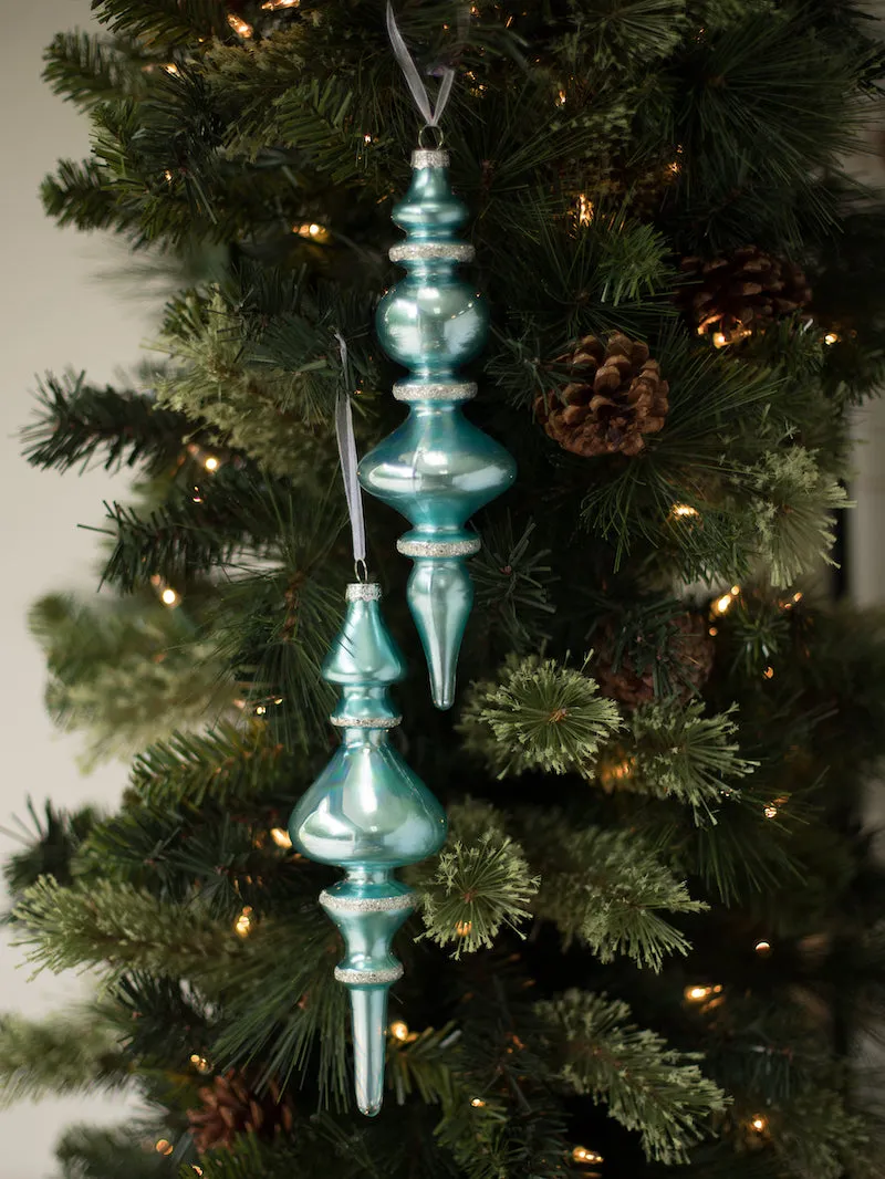 Northern Sky Blue Glass Finial Ornament - Style 1