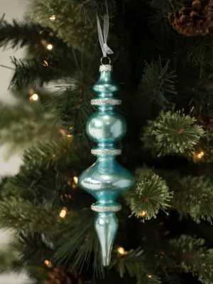 Northern Sky Blue Glass Finial Ornament - Style 2