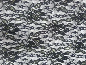NYLON FLORAL METALLIC STRETCHED LACE KNIT<br><h6>1-BLACK/GOLD<br>LACE7-METALLIC</h6>