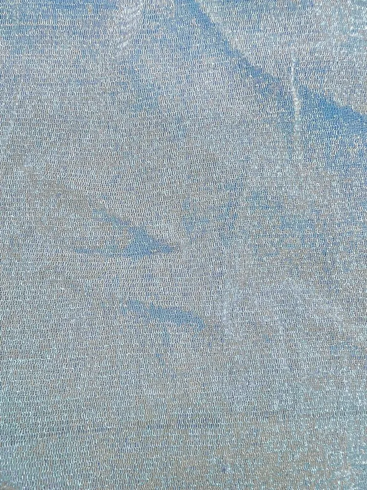 NYLON MESH METALLIC WITH NATURAL STRETCH KNIT<br><h6>7X-LT-BLUE-SILVER<br>389-MESHMTLC</h6>