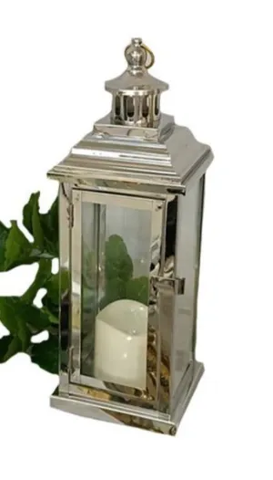 Ornate Silver Lantern - Medium 15"