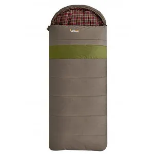 OZTRAIL Cotton Canvas Mega Hooded Sleeping Bag - Brown/Navy/Green